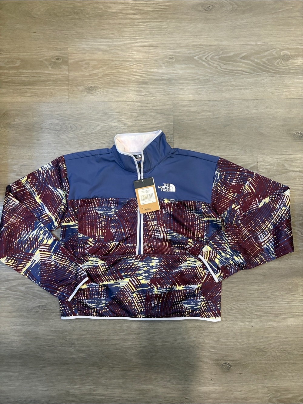 The North Face Kids' Multicolor Patterned Quarter -Zip Jacket - Blue and Maroon